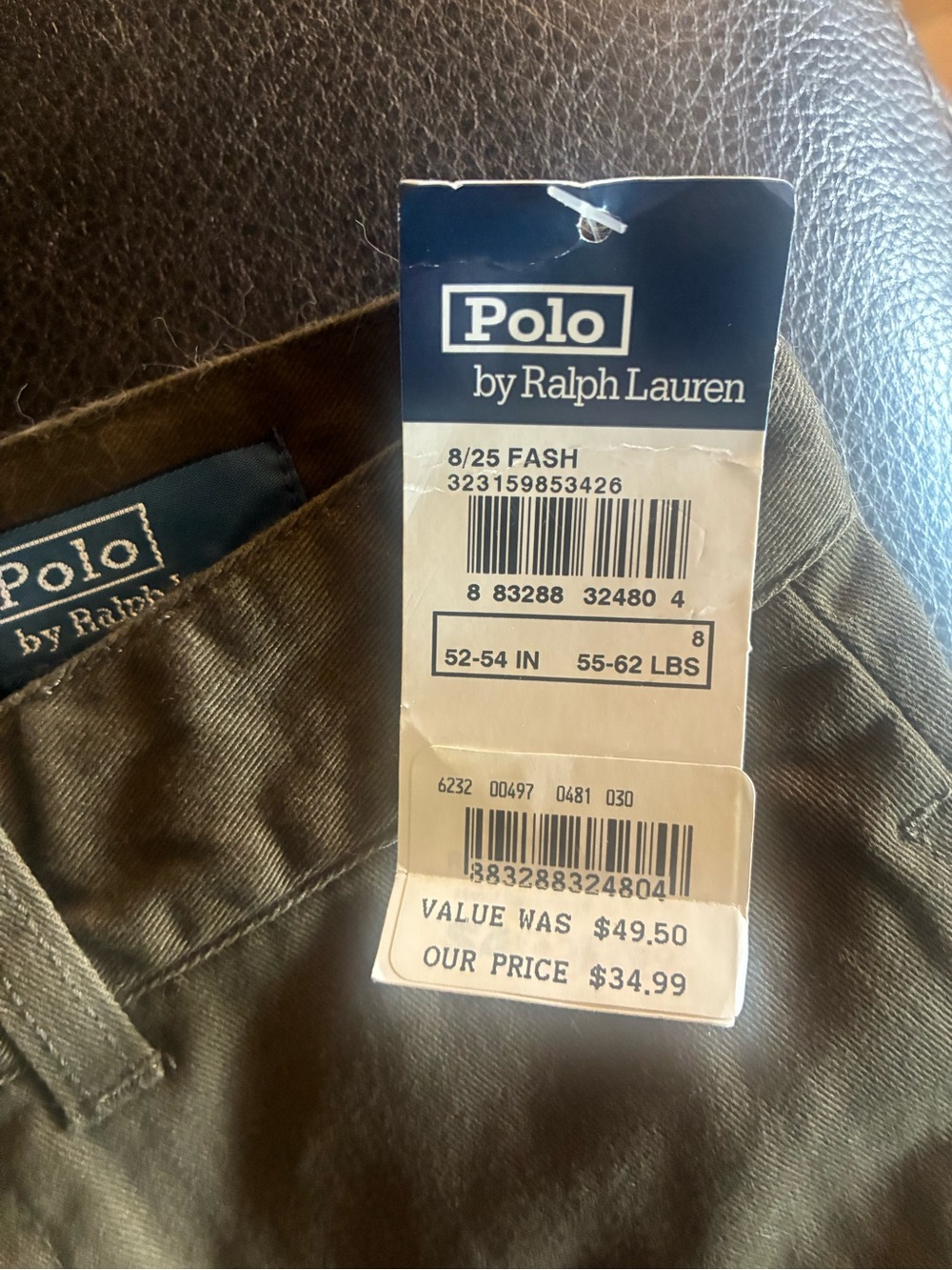 Boys Ralph Lauren Olive Green Chinos. Never worn